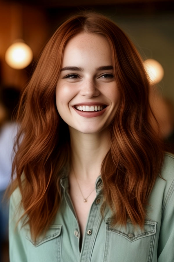 Natural Auburn hair color, autumn hair color idea