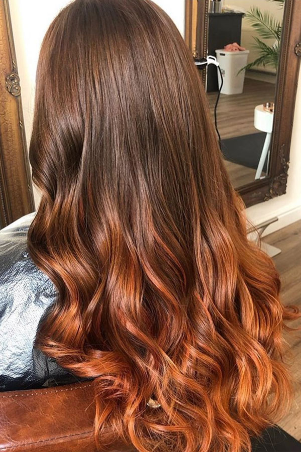 ombre copper autumn hair color