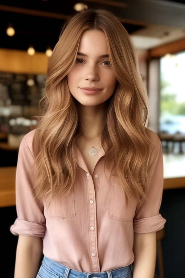 Honey Blonde Waves, autumn hair color idea