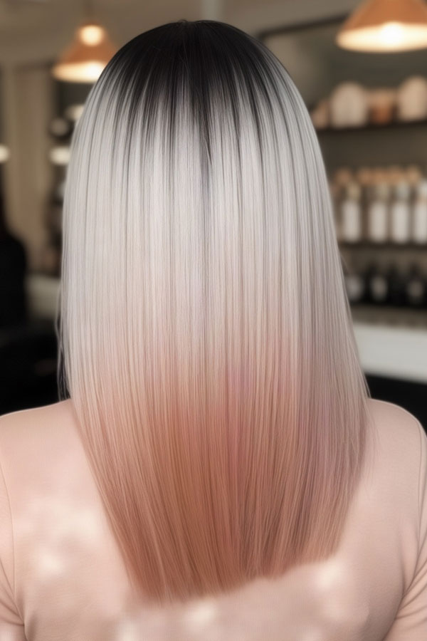 Silver to Rose Ombre, autumn hair colour idea