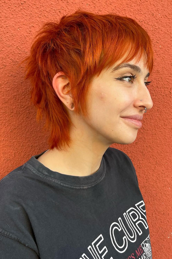 Fiery Orange Pixie Cut