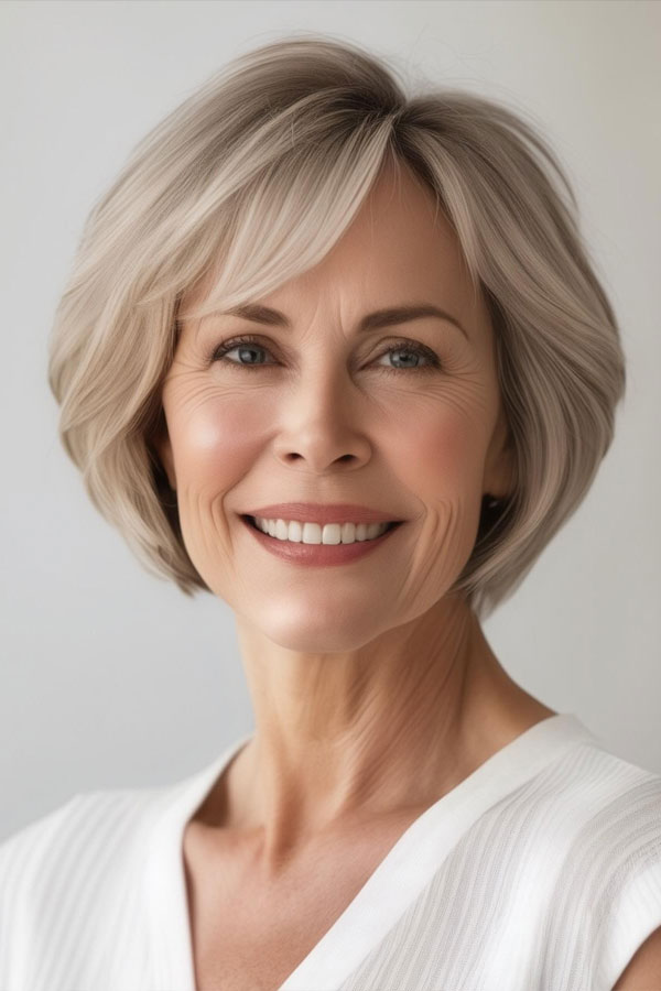 classic rounded bob haircut for women over 60