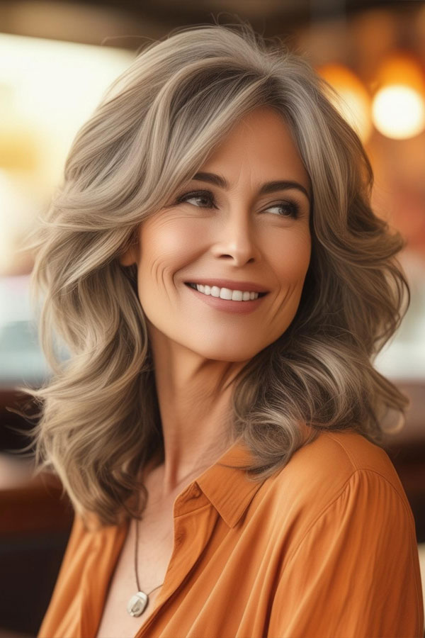 Voluminous Wavy Layers, wavy medium-length hairstyle