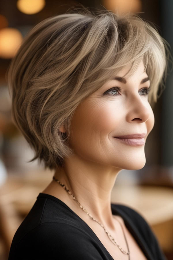 Sophisticated Layered Bob for women over 60