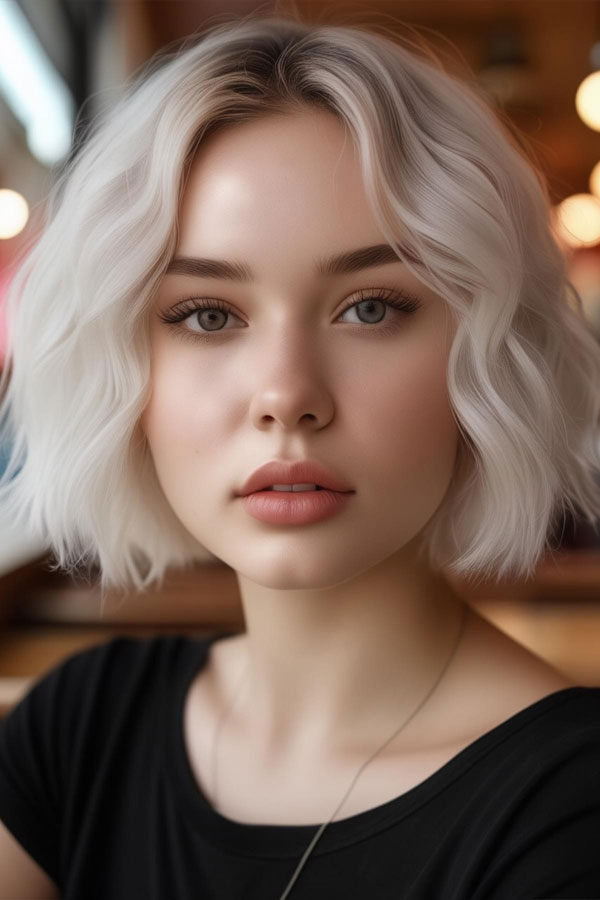 platinum blonde bob for round faces