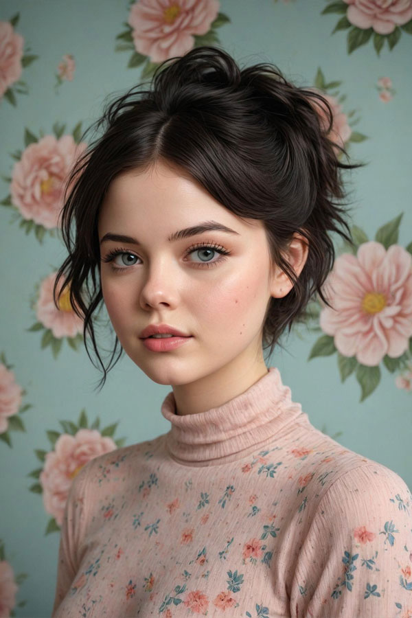 messy updo for round faces