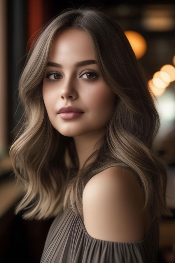 Shoulder-Length Cascading Waves hairstyle for round faces