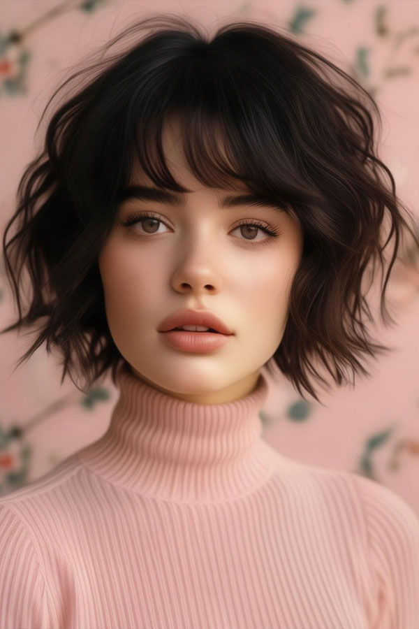 tousled bob hairstyle for round faces