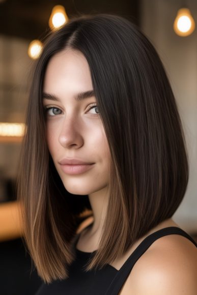 30 Cute Medium-Length Hairstyles : Angled Bob