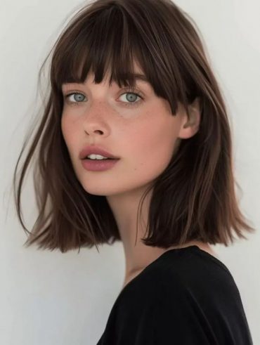 30 Cute Medium-Length Hairstyles : Chic Classic Lob with Bangs I Take ...