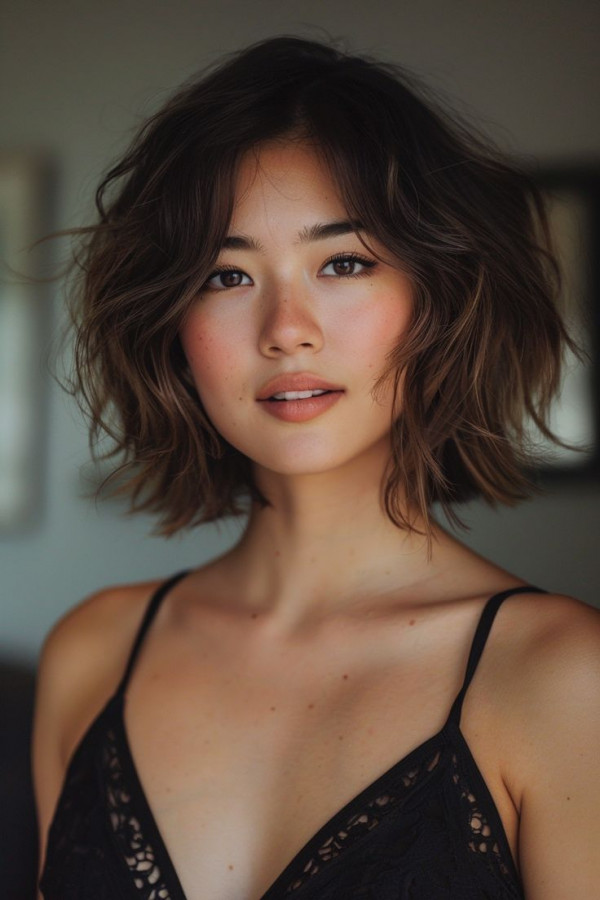 30 Cute Medium-Length Hairstyles : Wavy Tousled Long Bob