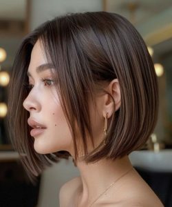 30 Cute Medium-Length Hairstyles : Sleek Sophistication Bob