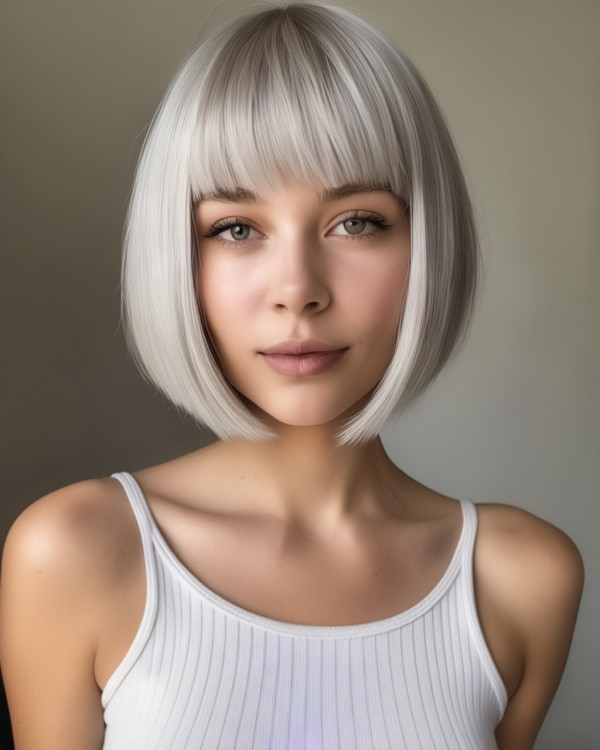 Frosted Platinum Bob with Fringe