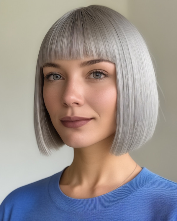 sleek steel platinum blunt bob,bob haircuts, bob hairstyle 