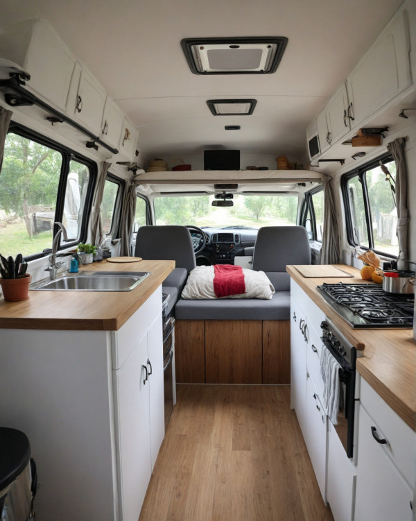 camper van white kitchen design