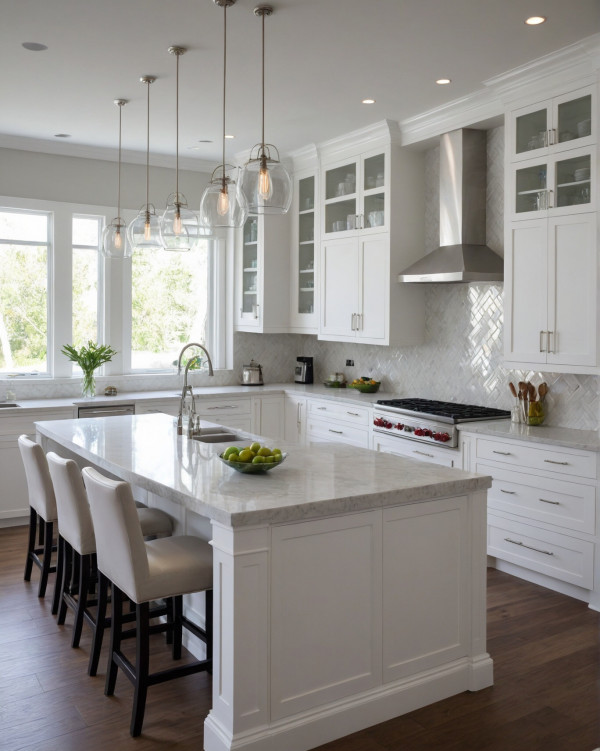 modern minimalist white kitchen design, white kitchen idea