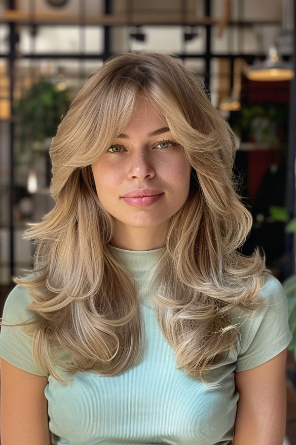 Blonde Soft Layers with Curtain Bangs, Trendsetting Armpit-Length Layered Haircuts