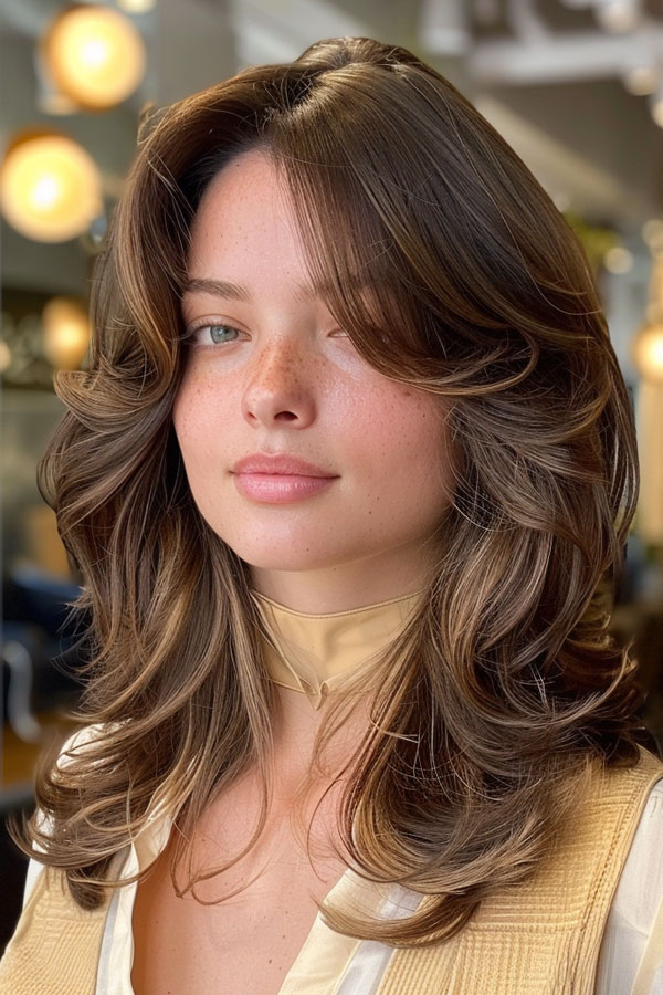 Soft and Bouncy Layers with Curtain Bangs, Trendsetting Armpit-Length Layered Haircuts