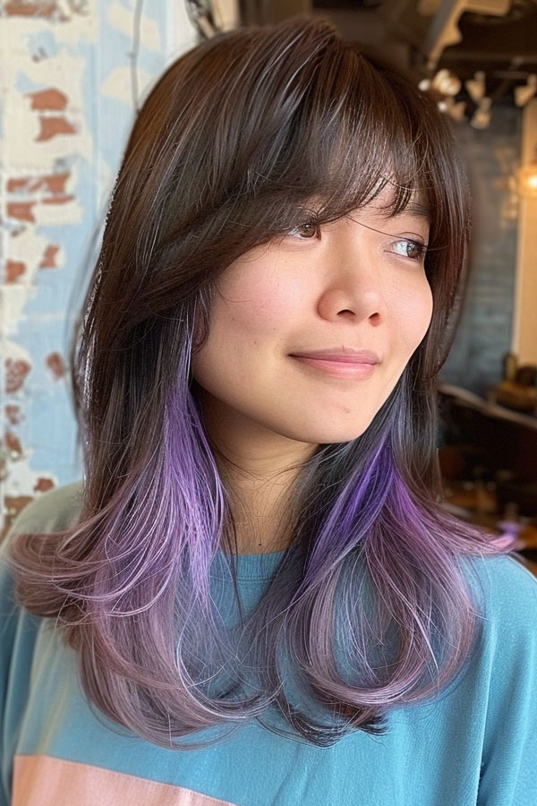 Edgy Purple Ombre Layers, Trendsetting Armpit-Length Layered Haircuts