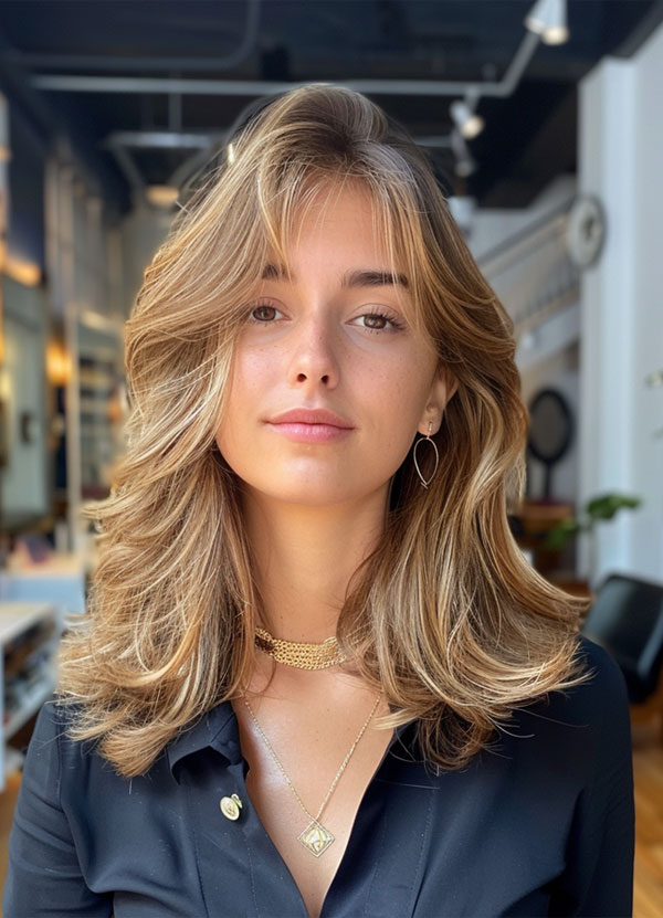 Sun-Kissed Layers, Mid-Length Layered Haircut