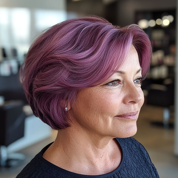 Lavender Dream Bob, bob haircut for women over 60, bob hairstyle for female over 60