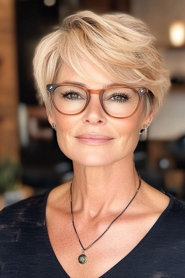 30 Pixie Haircuts For Women Over 60 with Glasses