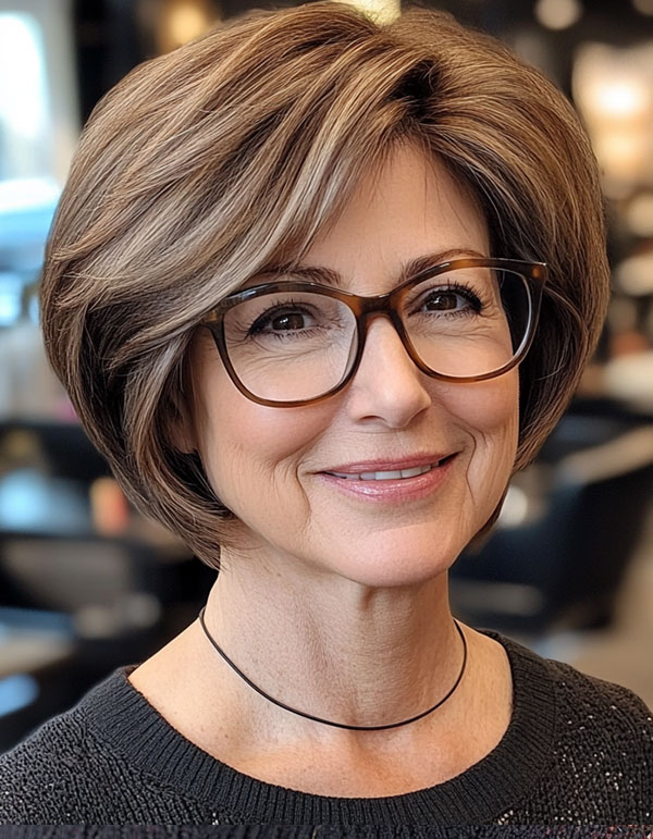 19 Gorgeous Short Haircuts For Women Over 60 with Glasses