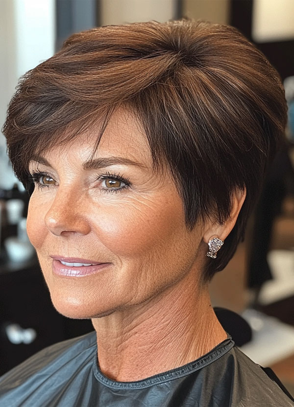 Rich Espresso Pixie, pixie haircut for women over 60