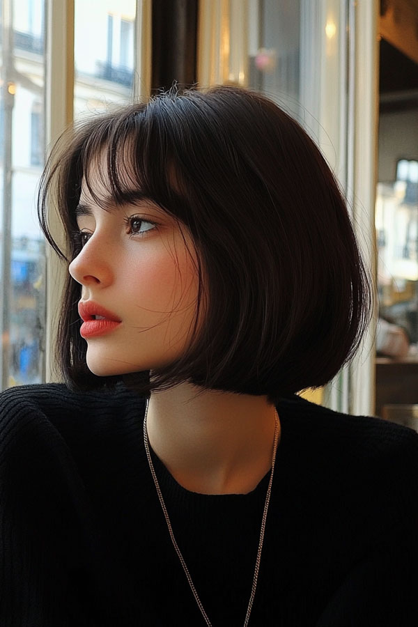 Sleek Parisian Bob, French Bob Haircut, Parisian bob haircut