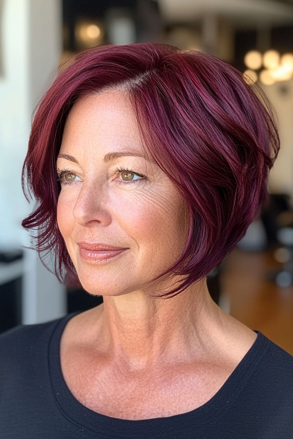 Rich Berry Bob, bob haircut for women over 60, bob hairstyle for female over 60