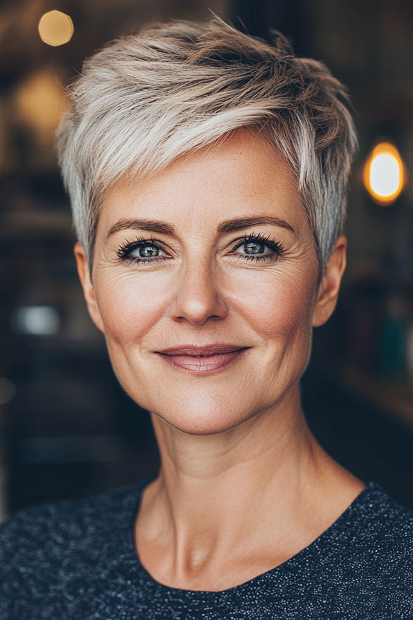 Chic Silver Pixie, Pixie Haircut For Women Over 50