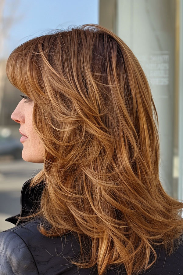 Rich Auburn Layers, Mid-Length Layered Haircut