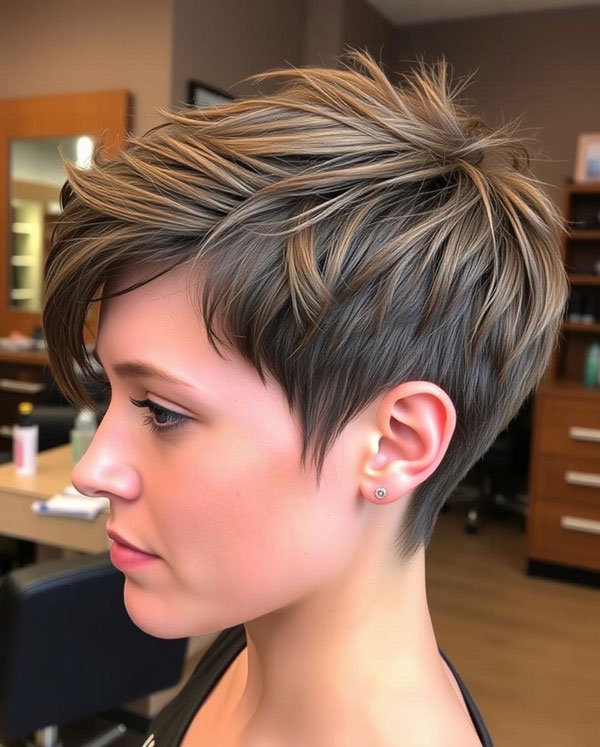 Edgy Ash Blonde Pixie, pixie hairstyle, short haircut