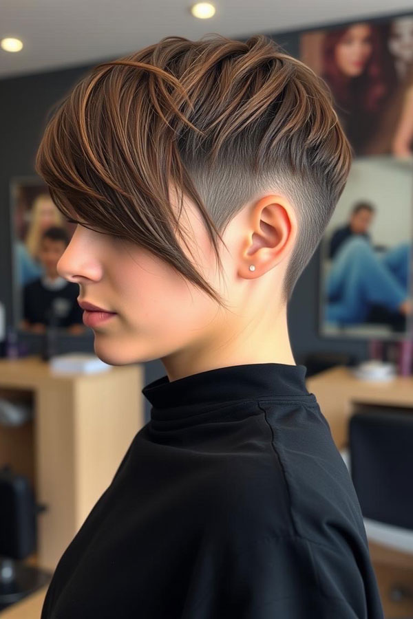 Edgy Asymmetrical Pixie with Undercut, pixie hairstyle, short haircut