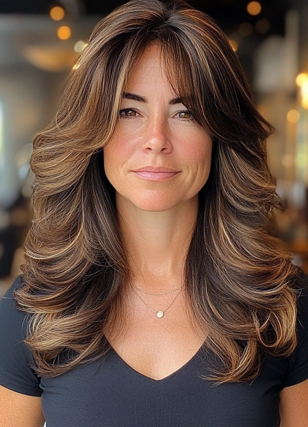 Bold Textured Layers, layered haircut for women over 40