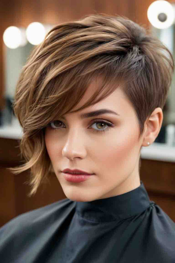 Sleek Side-Swept Pixie