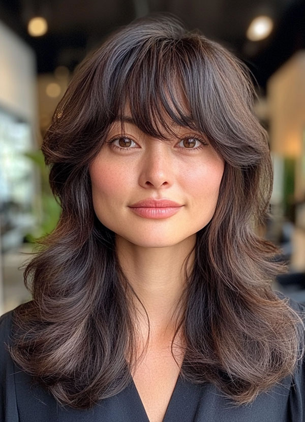 Soft Layers with Wispy Bangs, layered haircut for women over 40