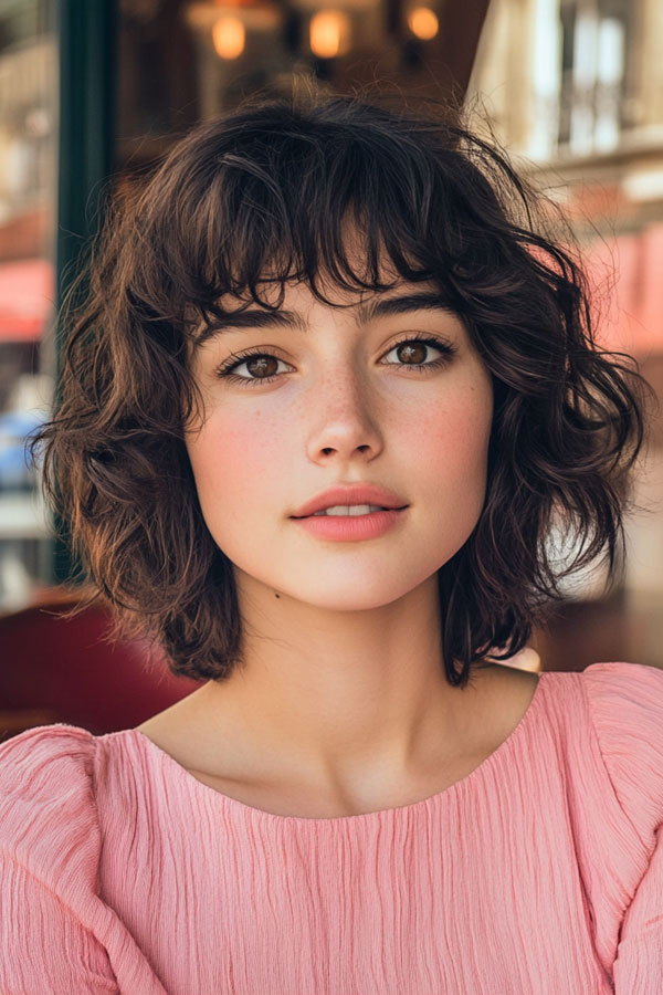 Playful Tousled Curl Bob, French Bob Haircut, Parisian bob haircut