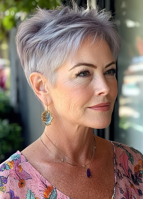 Lavender Frost Pixie, pixie haircut for women over 60