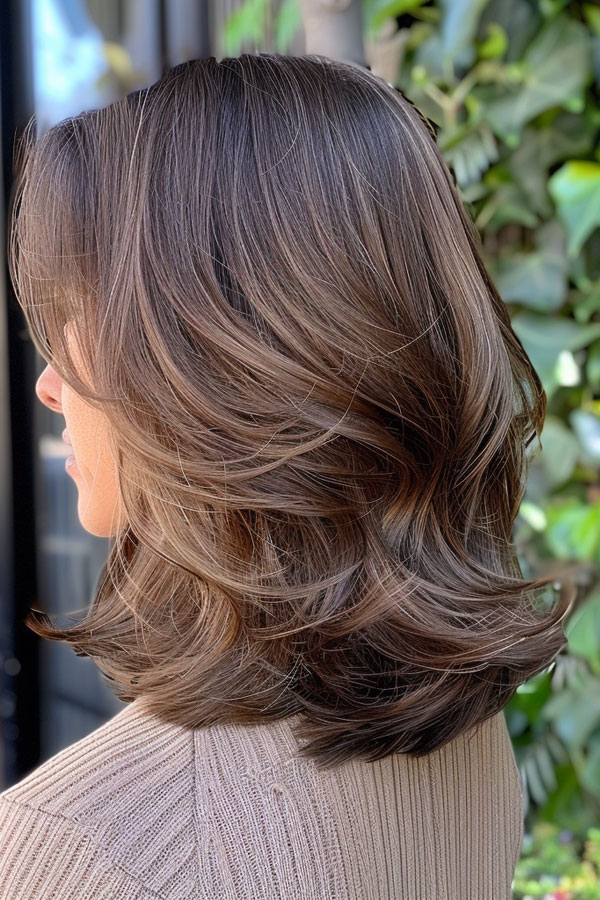 Mocha Brown Layers, Mid-Length Layered Hairstyle