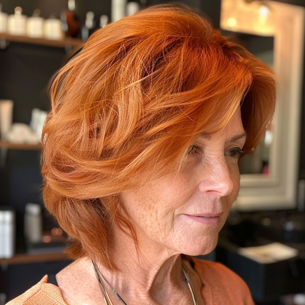 Fiery Layered Bob, bob haircut for women over 60, bob hairstyle for female over 60