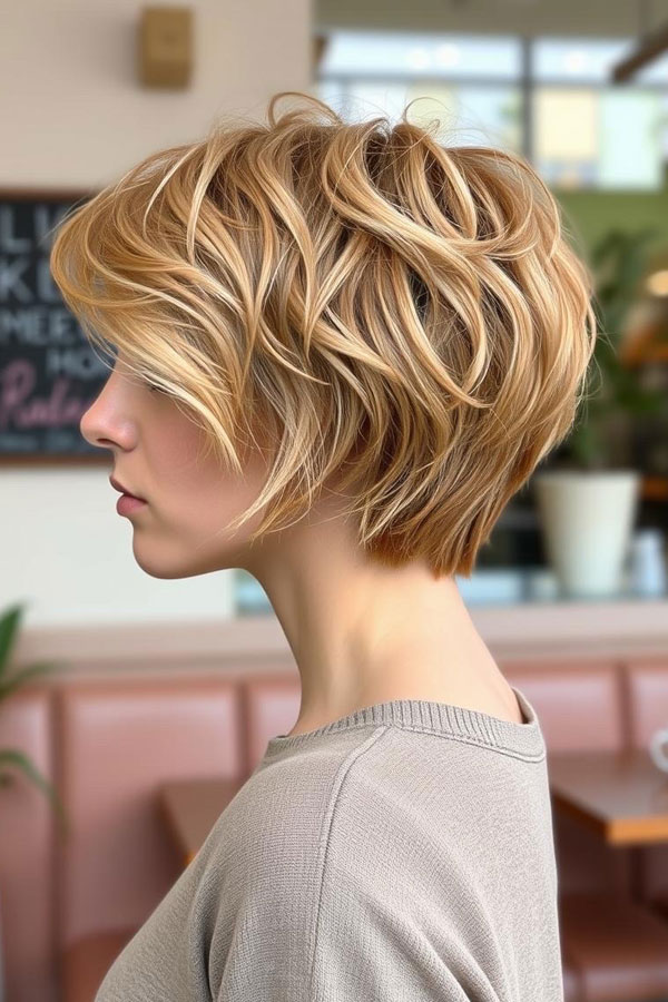 Tousled Blonde Pixie, pixie hairstyle, short haircut 