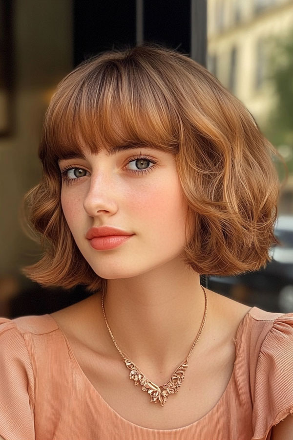 Golden Honey Blonde Bob, French Bob Haircut, Parisian bob haircut