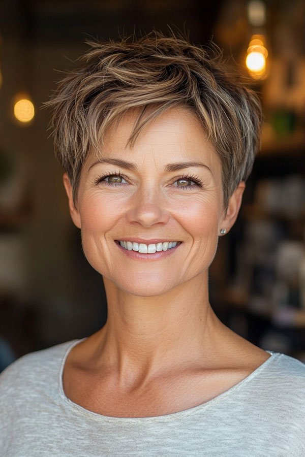 Tousled Sandy Blonde Pixie, Pixie Haircut For Women Over 50