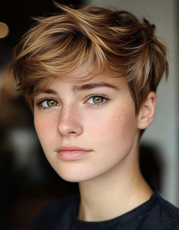 Sun-Kissed Tousle, Effortless Pixie Haircut, short haircut for women