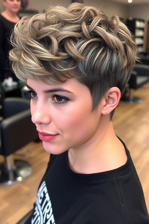 Textured Curly Pixie, pixie hairstyle, short haircut