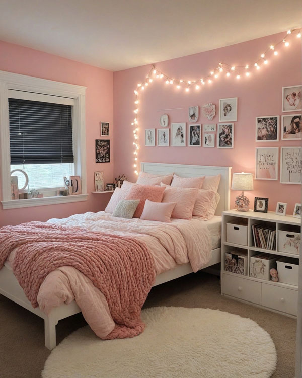 Soft and Serene Pink Bedroom, Cozy Teen Girl Bedroom