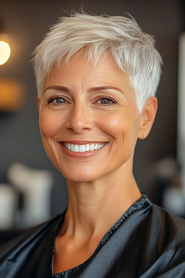 Crisp White Pixie, Pixie Haircut For Women Over 50