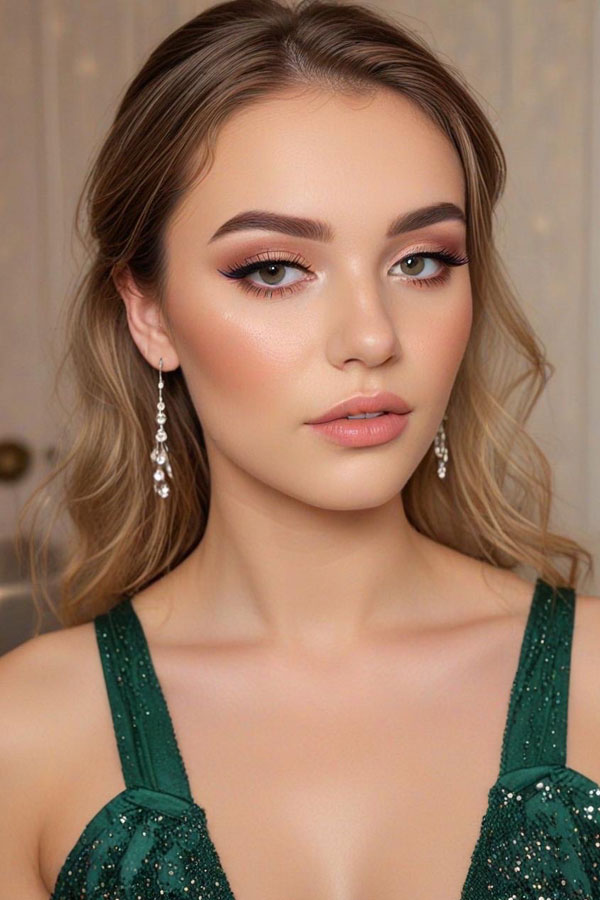 Emerald Glow, prom makeup look, prom hairstyle and makeup look