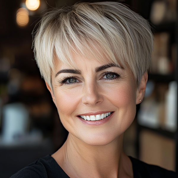 Polished Blonde Pixie, Pixie Haircut For Women Over 50